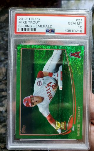 2013 Topps Emerald Mike Trout Psa 10 Gem 27 Sliding All Star Rookie Cup Sp