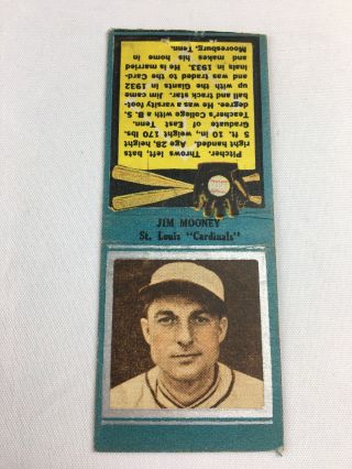 1934 St Louis Cardinals Jim Mooney Vintage Matchbook Cover Baseball Card Old