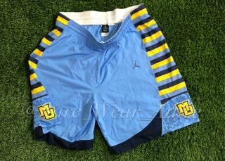 Jordan Authentic Game Issued Mu Marquette Golden Eagles Shorts Sz 46 2011 - 2012