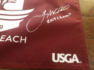 Gary Woodland Signed 2019 US Open Flag “2019 Champ” Insc & Ball EXACT PROOF Incl 2