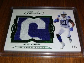 Nyheim Hines 2018 Flawless Emerald Sick Rookie Patch 5/5 Colts