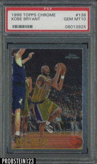 1996 - 97 Topps Chrome 138 Kobe Bryant Lakers Rc Rookie Psa 10 " Tough "