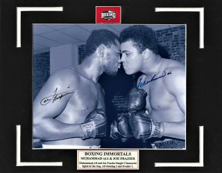 11x14 Blk.  & White Mat With 8x10 B&w Photo Of Frazier & Ali,  Live Ink Signed