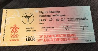 1988 Winter Olympics Ticket Figure Skating Calgary Canada
