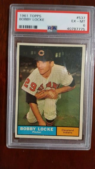1961 Topps 537 Bobby Locke Psa 6 Ex - Exmint Centered Card