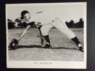 1956 8x10” B&w Photo Of Hall Of Famer Bill Mazeroski Pirates