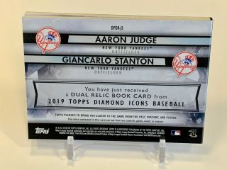 2019 Topps Diamond Icons Aaron Judge Giancarlo Stanton Dual Relic Book /10 SSP 3