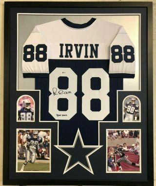 Framed Dallas Cowboys Michael Irvin Autographed Signed Inscribed Jersey Bas