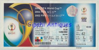 Turkey - China 2002 Korea Japan Fifa World Cup Match Soccer Football Ticket 42