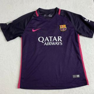 Nike Dri Fit Qatar Airways Boys Purple Barcelona Jersey Messi Size 28