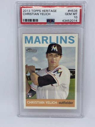 2013 Topps Heritage Christian Yelich Miami Marlins Rc Rookie Psa 10 Gem