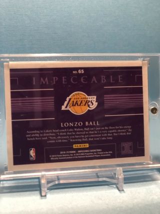 2018 - 19 Panini Impeccable Lonzo Ball 1 Troy Ounce Silver 9/22 Lakers 2