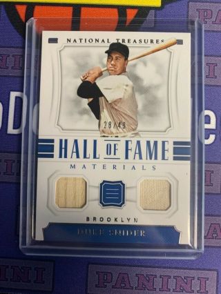 2018 National Treasures Duke Snider Game - Jersey - Bat Relic 04/49 La Dodgers