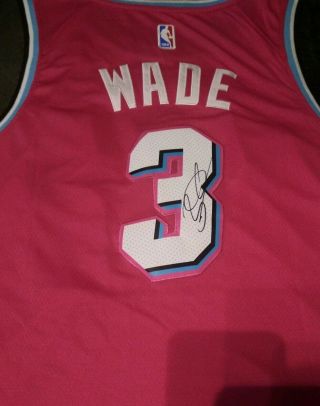 Dwyane Wade Signed Autograph Miami Heat Pink Vice Basketball Nba Jersey
