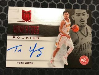 2018 - 19 Panini Chronicles Trae Young Momentous Rookies Auto Rc - Sp Red Parallel