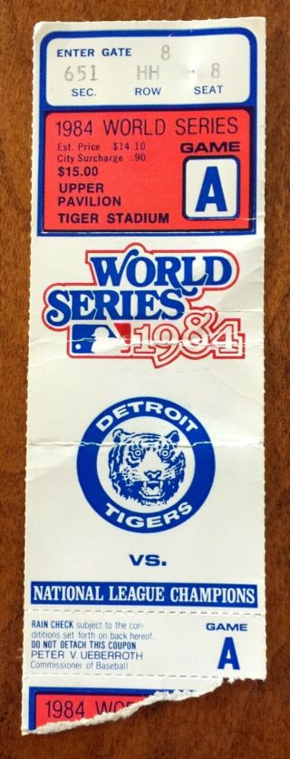 1984 World Series Game 3 Ticket At Tiger Stadium Vs Padres
