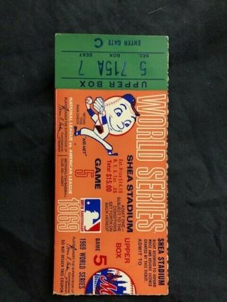 1969 York Mets Shea Stadium World Series Game 5 Ticket Stub