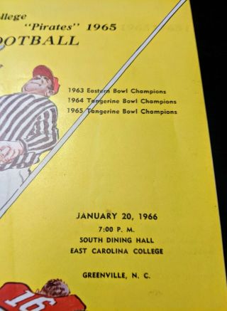 Vintage College Football 1964 Tangerine Bowl Program,  ECU Pirates vs UMASS 7