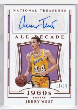 2018 - 19 Jerry West Auto /15 Panini National Treasures All Decade