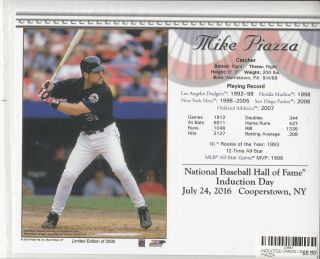 Mike Piazza York Mets Baseball Hall Of Fame Induction Card 8x10 - In Wrap