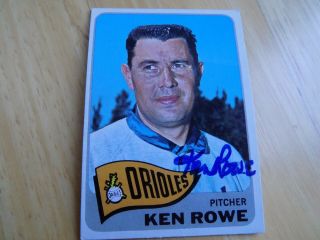 1965 Topps 518 Ken Rowe Baltimore Orioles Signed Autographed