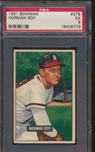 1951 Bowman Norman Roy Braves 278 Psa 5 Ex (jm)