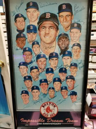 Red Sox 1967 World Series Team Signed 14x27 " Photo/litho Imposible Dream Team