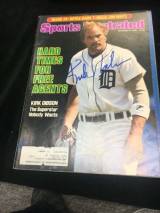 December 9,  1985 Sports Illestratd Kirk Gibson On Front Autographed By Gibson