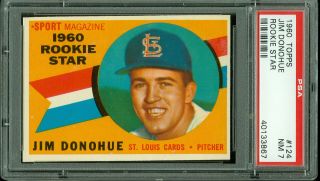 1960 Topps Baseball 124 Jim Donohue Rookie Star Psa 7