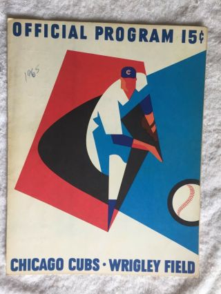 1965 Chicago Cubs Scorecard Baseball Phillies Ernie Banks Homer Program Old
