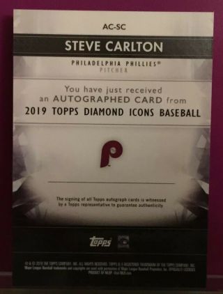 2019 Topps Diamond Icons Steve Carlton AUTOGRAPH Sp 13/25 HOF Phillies 2