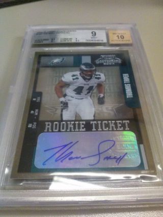 Thomas Tapeh 2004 Playoff Contenders Rookie Auto Bgs 9/10 Eagles