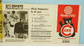 1973 Chicago Cubs Baseball Pocket Schedule All - Sports Sponsor Wgn 720