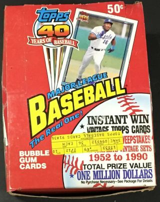 1991 Topps Major - League Baseball Wax Box 36 Count 40th Anniversary