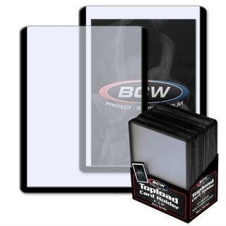 50 Bcw 3x4 Rigid Topload Baseball Trading Card Holders Black Border Top Loaders