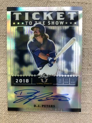 2018 Leaf Valiant D.  J.  Peters Ticket To The Show Navy Auto 5/25 Ssp