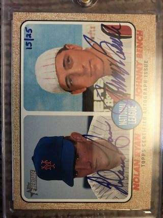 2017 Topps Heritage Dual Autograph Of Nolan Ryan And Johnny Bench 15/25