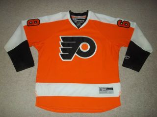Jaromir Jagr Philadelphia Flyers Reebok 68 Orange Large Adult Men ' s Jersey EUC 2