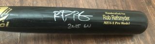 Rob Refsnyder Game 2015 Cracked Bat Autograph Signed Yankees