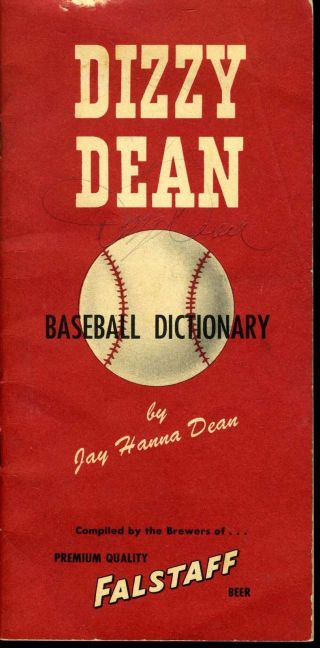 Dizzy Dean Cool Jsa Signed Baseball Dictionary Authentic Autograph