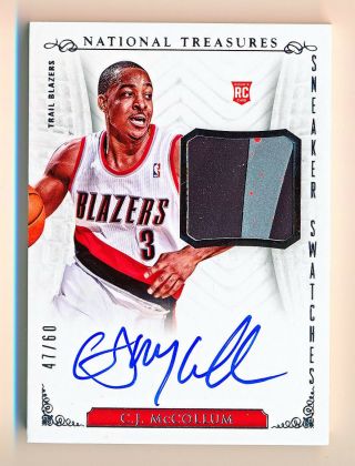 2013 - 14 National Treasures C.  J.  Mccollum Sneaker Swatches Shoe Patch Auto Rc /60