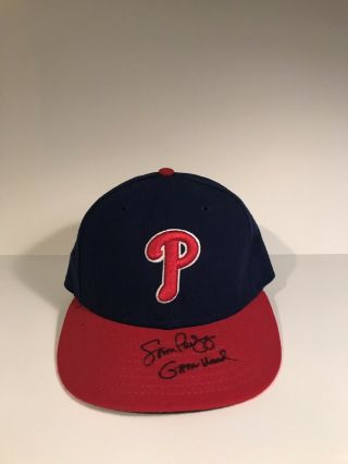 Philadelphia Phillies Sam Perlozzo Game Autographed Hat