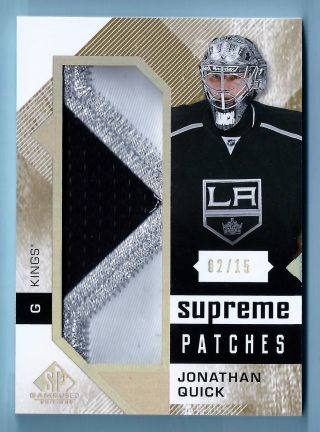 Jonathan Quick 2016/17 Sp Game Supreme Patches Game 3 Worn Color Patch /15