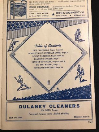 RARE 1942 Louisville Colonels vs Great Lakes Naval Station Baseball Program 3