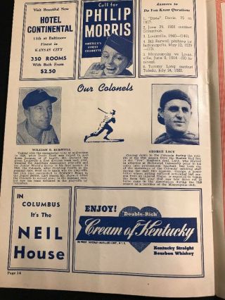 RARE 1942 Louisville Colonels vs Great Lakes Naval Station Baseball Program 7