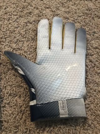 Notre Dame Football Under Armour Team Issued Gloves Spotlight White Gold XL 3