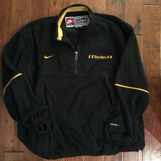 Vintage Nike Pro Line Pittsburgh Steelers Nfl Fleece Jacket Coat.  Men’s Xl