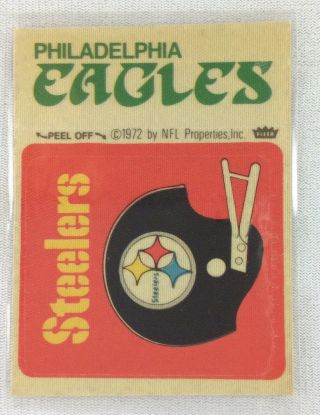 Nfl 1972 - 74 Fleer Team Football Sticker - Philadelphia Eagles - Pittsburgh Steelers