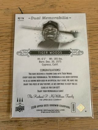 2018 Goodwin Champions Tiger Woods Dual Relic 1:36240 M2 - TW 2
