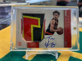 2018 - 19 Panini National Treasures Trae Young Rookie Patch Auto Rpa /49 Hawks